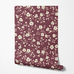 Burgundy Floral Wallpaper