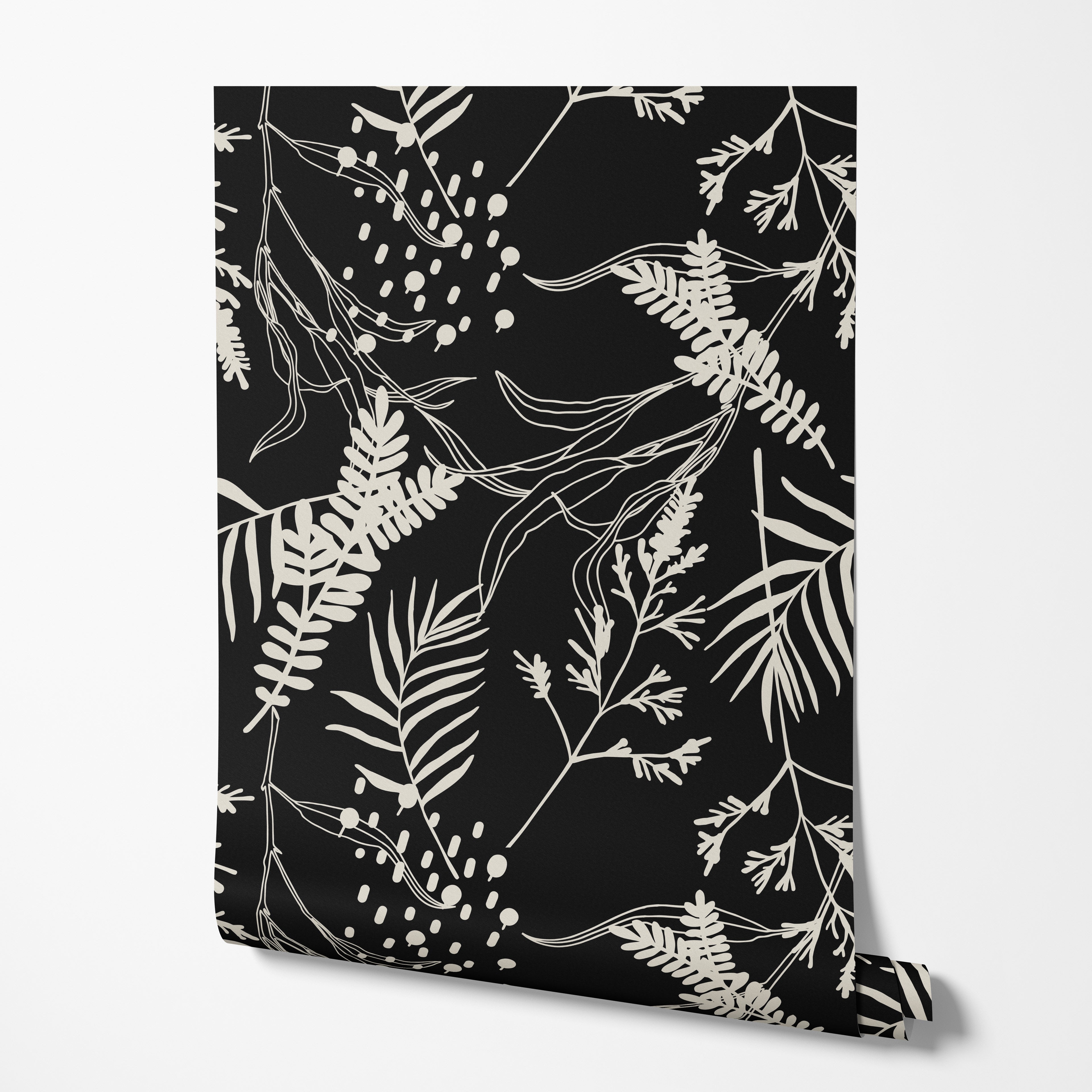 Black Botanical Wallpaper