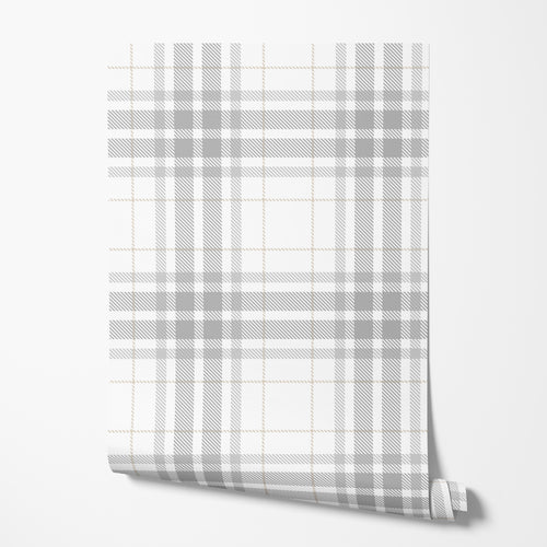 Ash Gray Plaid Wallpaper