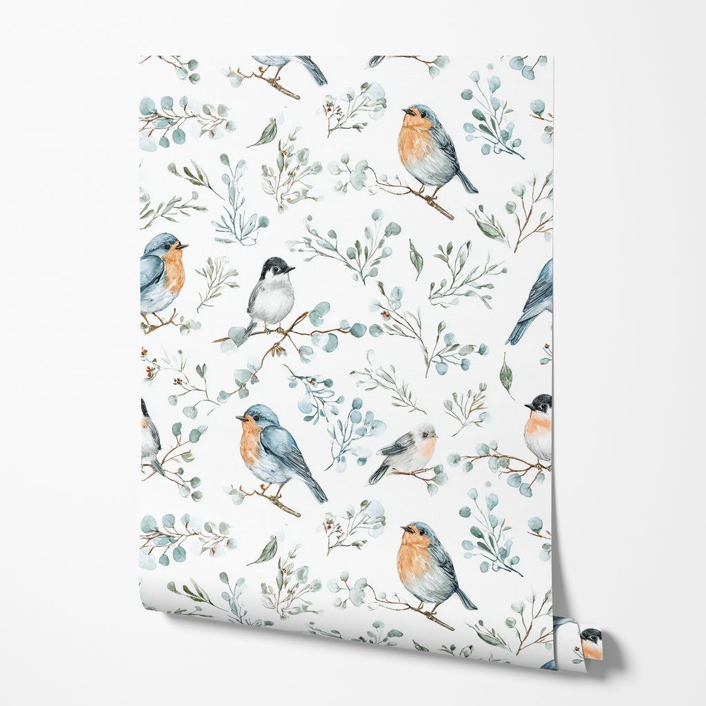 Floral with Birds Wallpaper