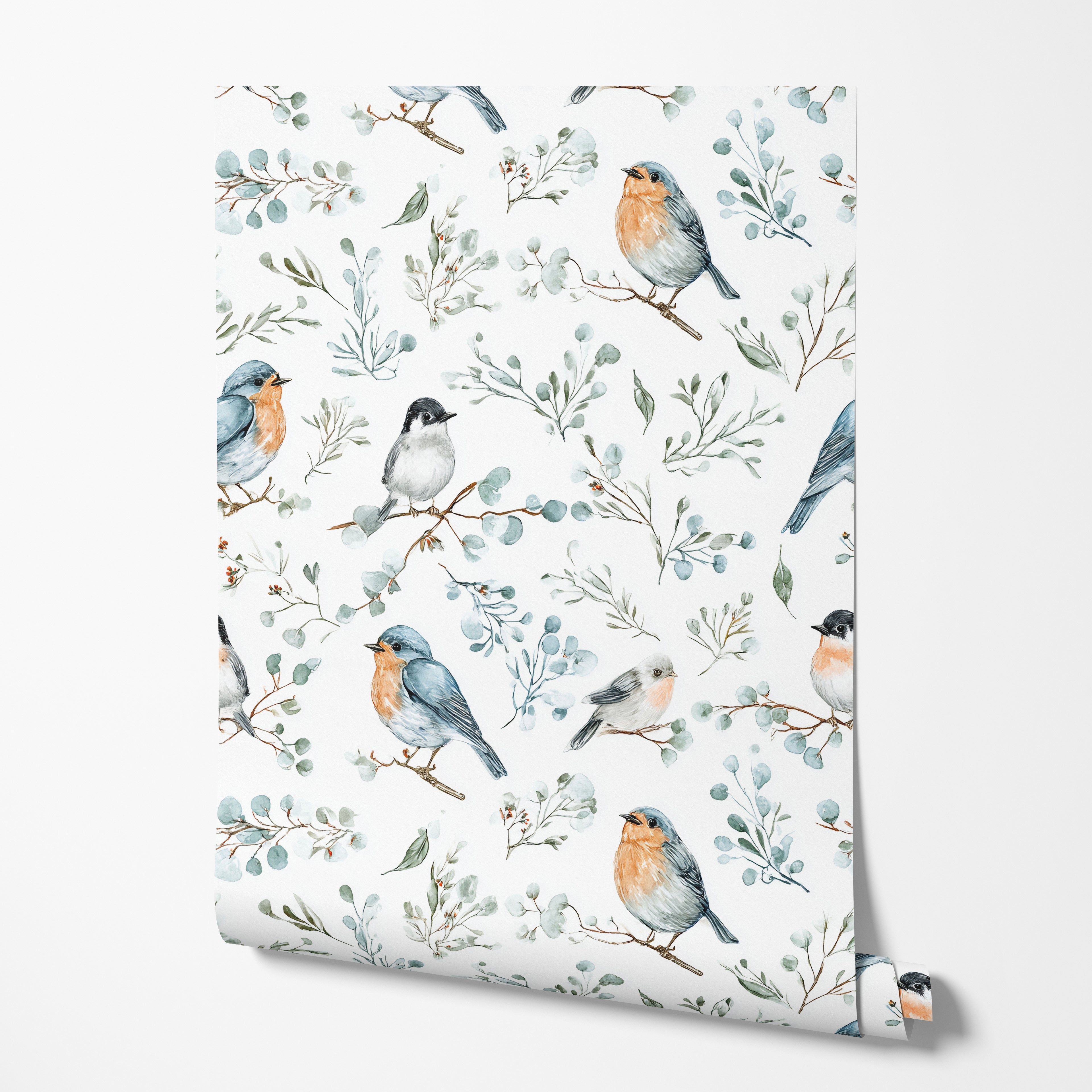 Floral with Birds Wallpaper