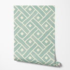 Teal Geometric Lattice Wallpaper