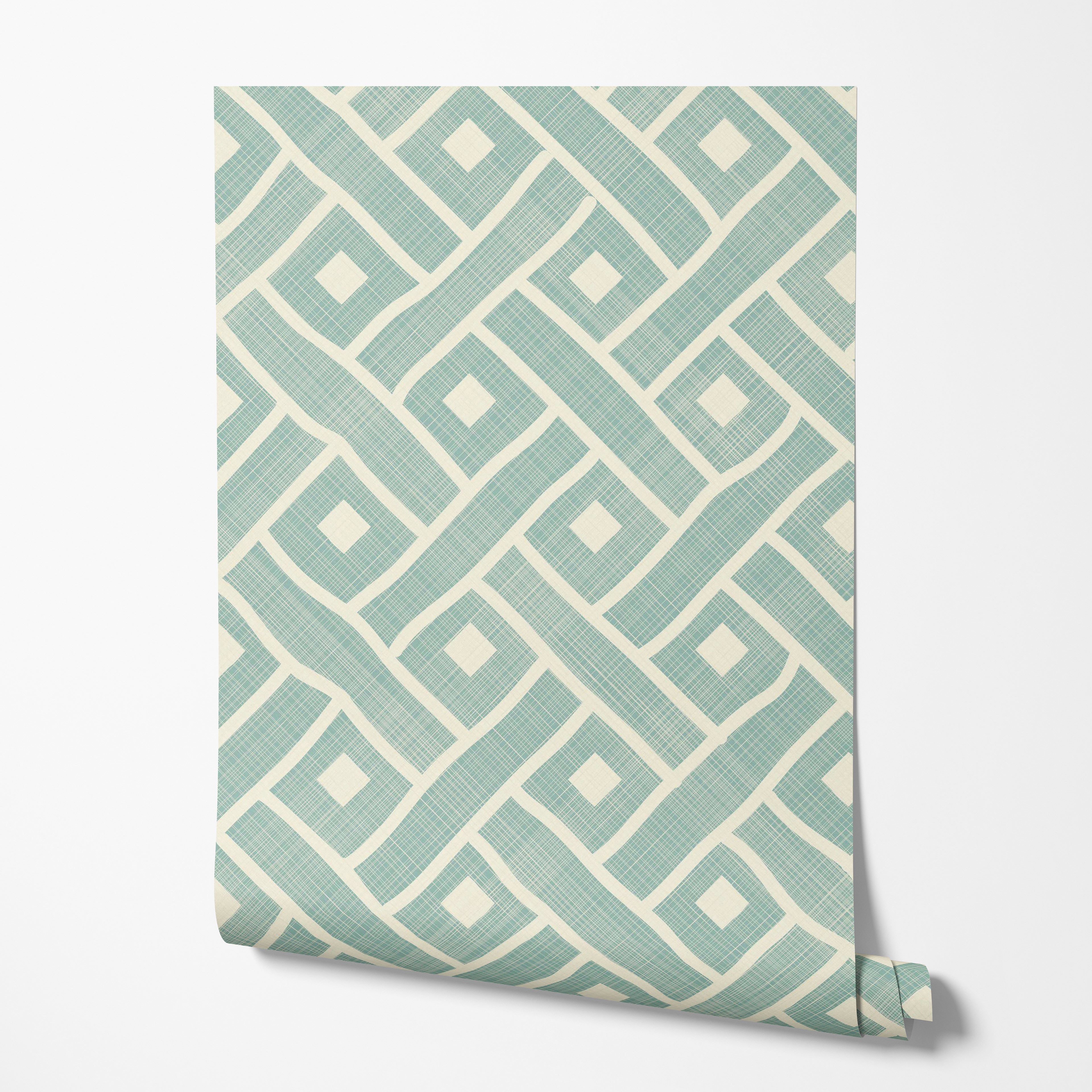 Teal Geometric Lattice Wallpaper