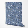 Blue Floral Toile Wallpaper