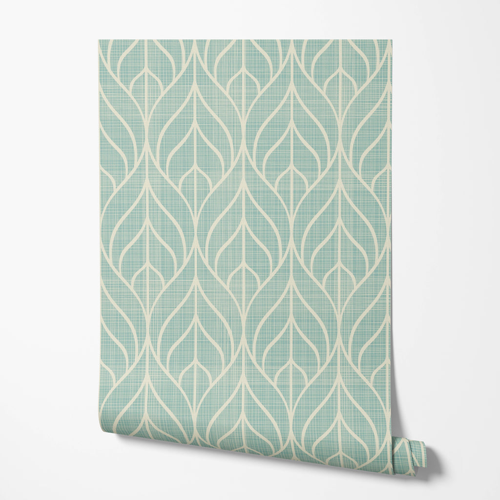 Geometric Leaf Trellis Wallpaper