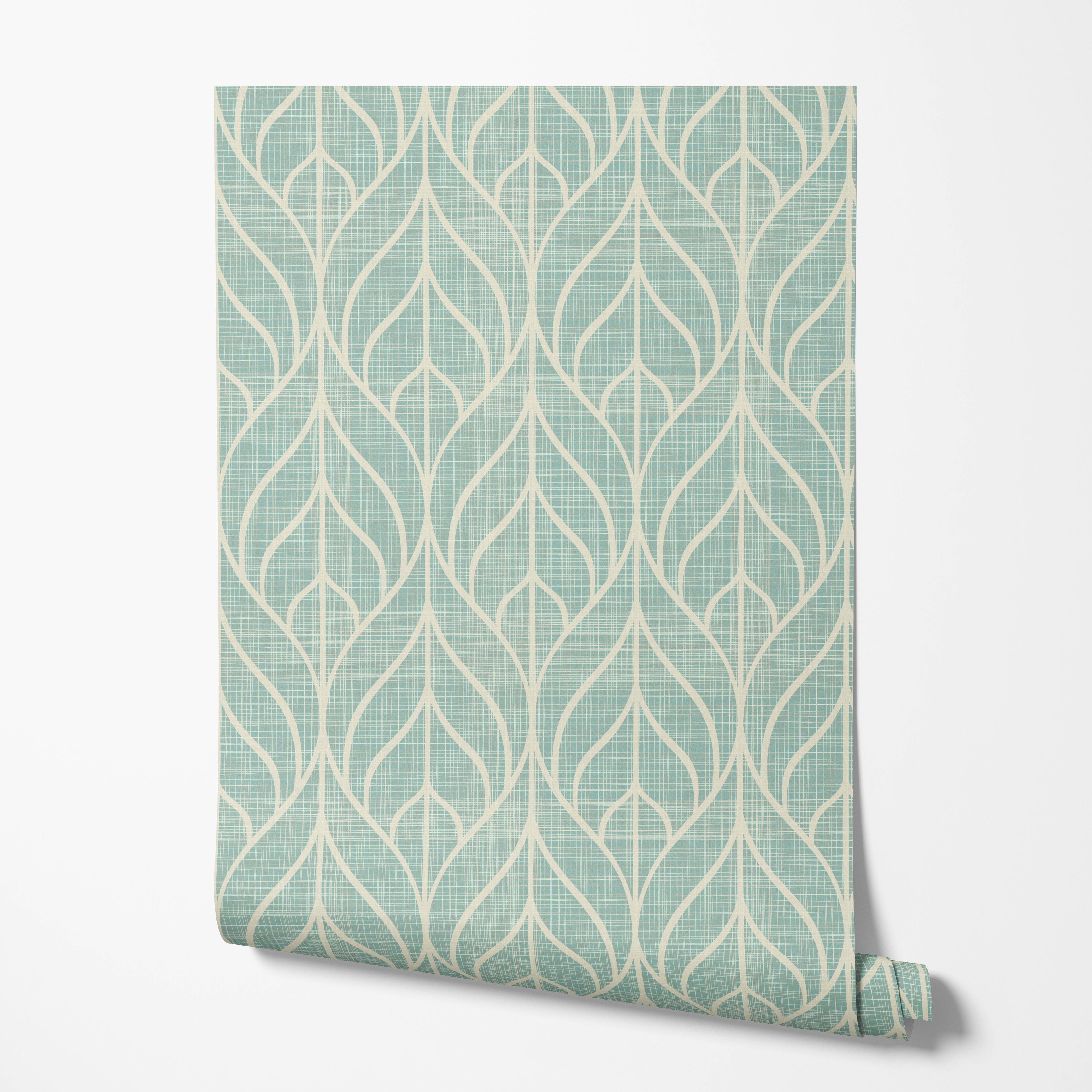 Geometric Leaf Trellis Wallpaper