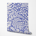Blue and White Fern Wallpaper