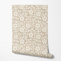 Beige Floral Damask Wallpaper