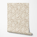 Beige Floral Damask Wallpaper