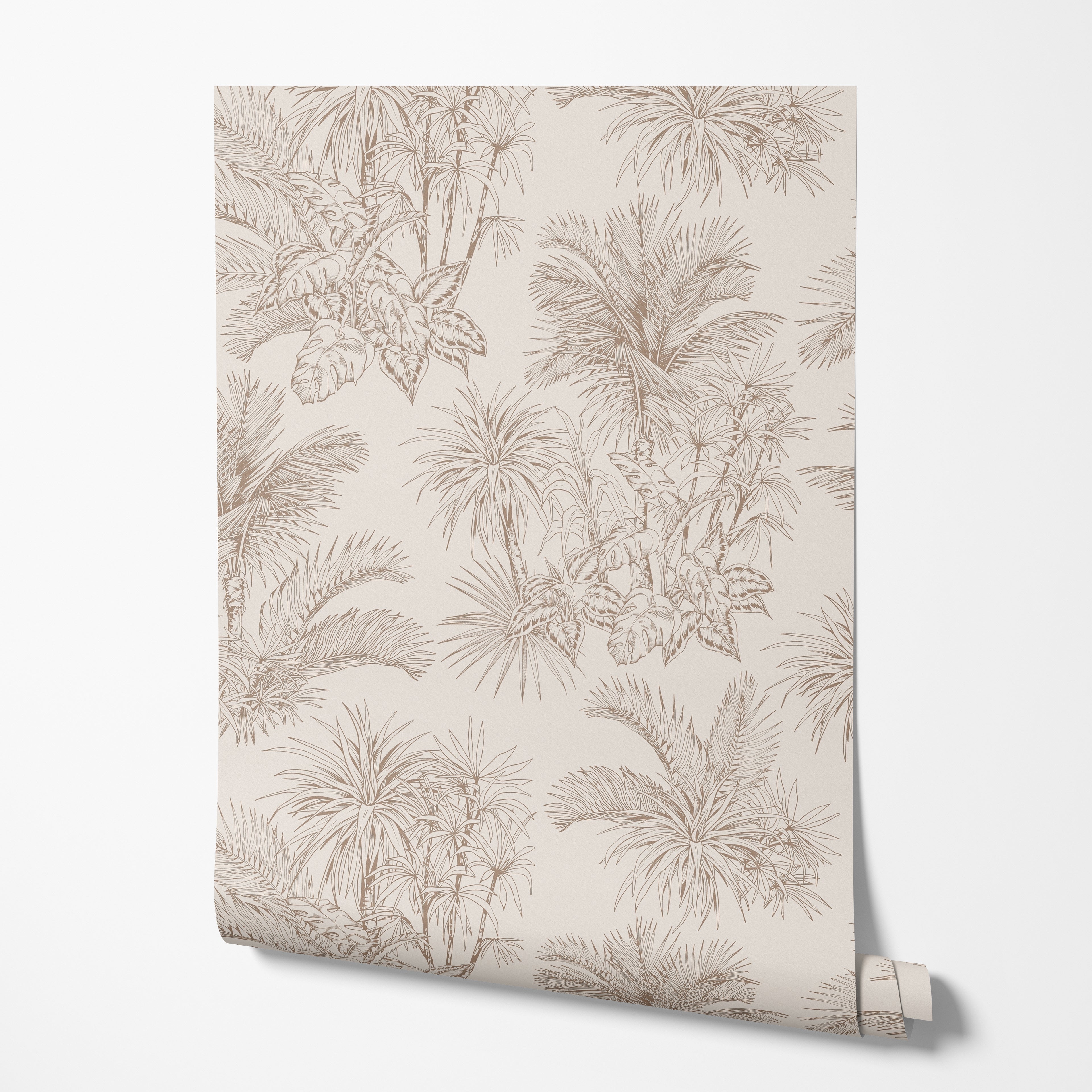Beige Tropical Palm Wallpaper