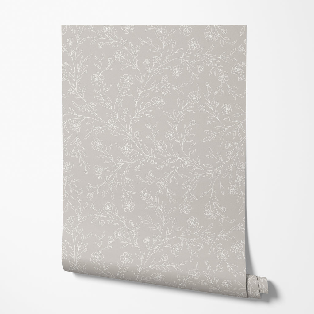 Seamless Floral Line Art Wallpaper