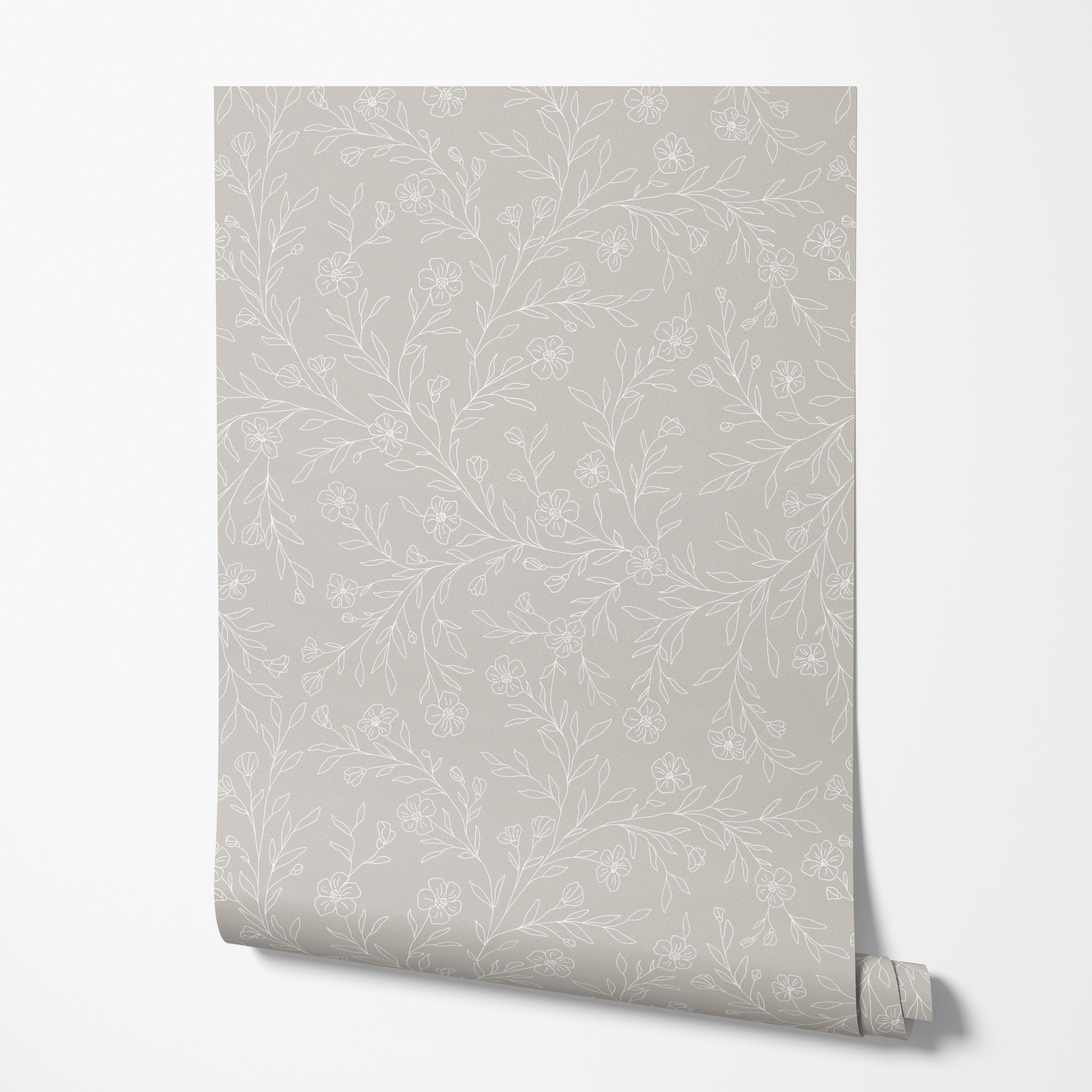 Seamless Floral Line Art Wallpaper