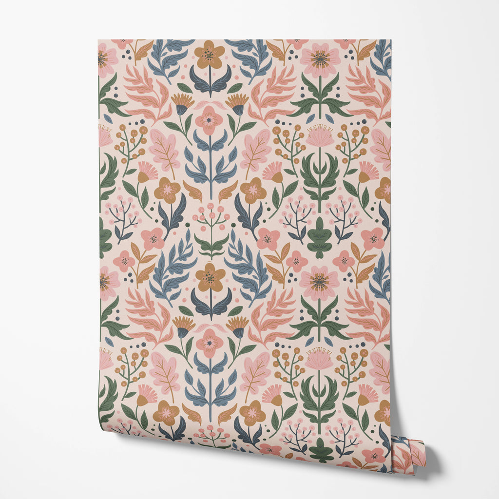 Folk Floral Wallpaper
