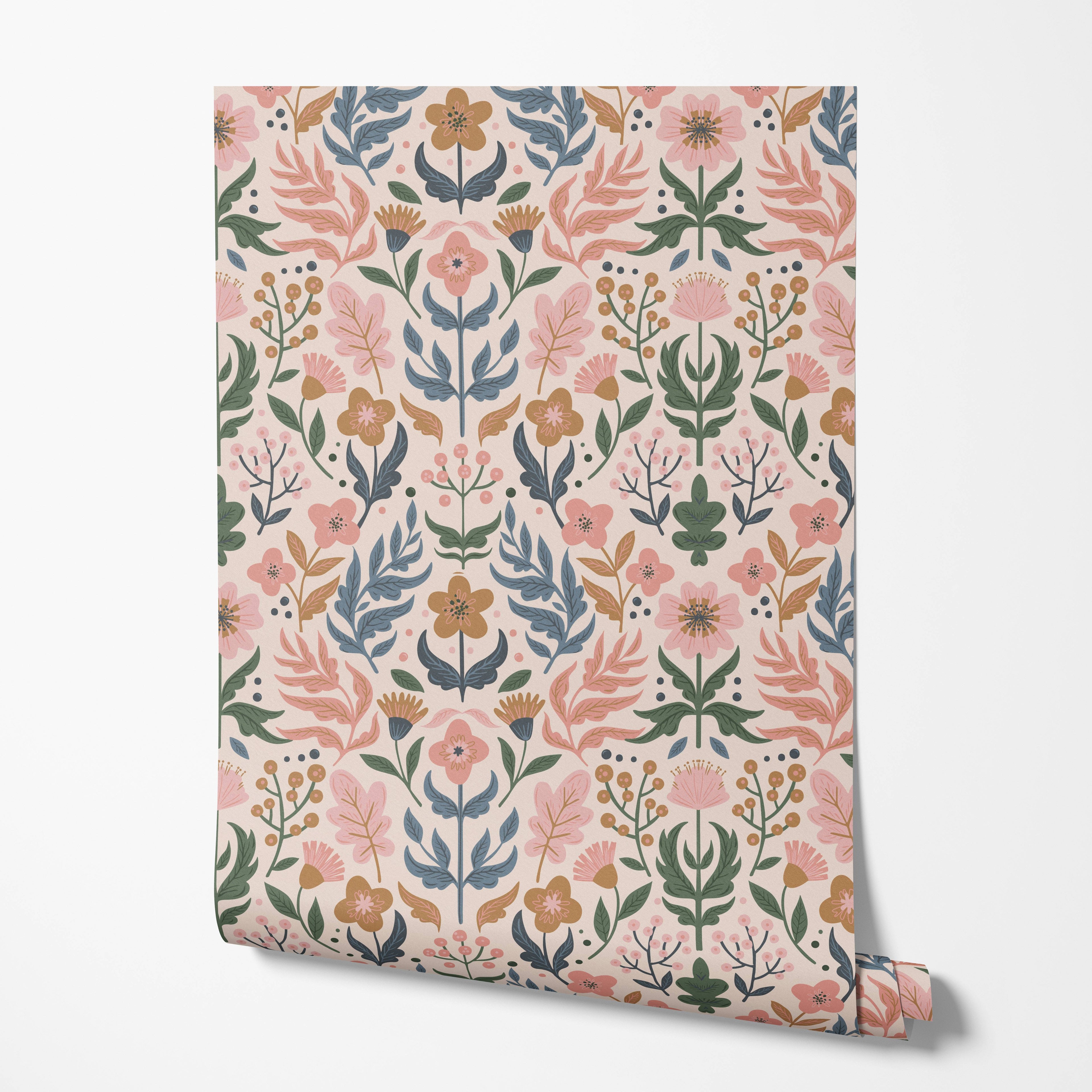 Folk Floral Wallpaper