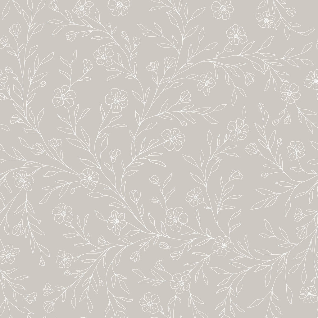 Seamless Floral Line Art Wallpaper