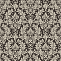 Black and Beige Damask Wallpaper