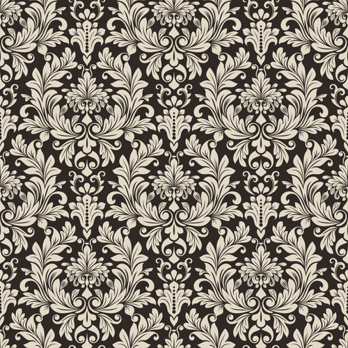 Black and Beige Damask Wallpaper