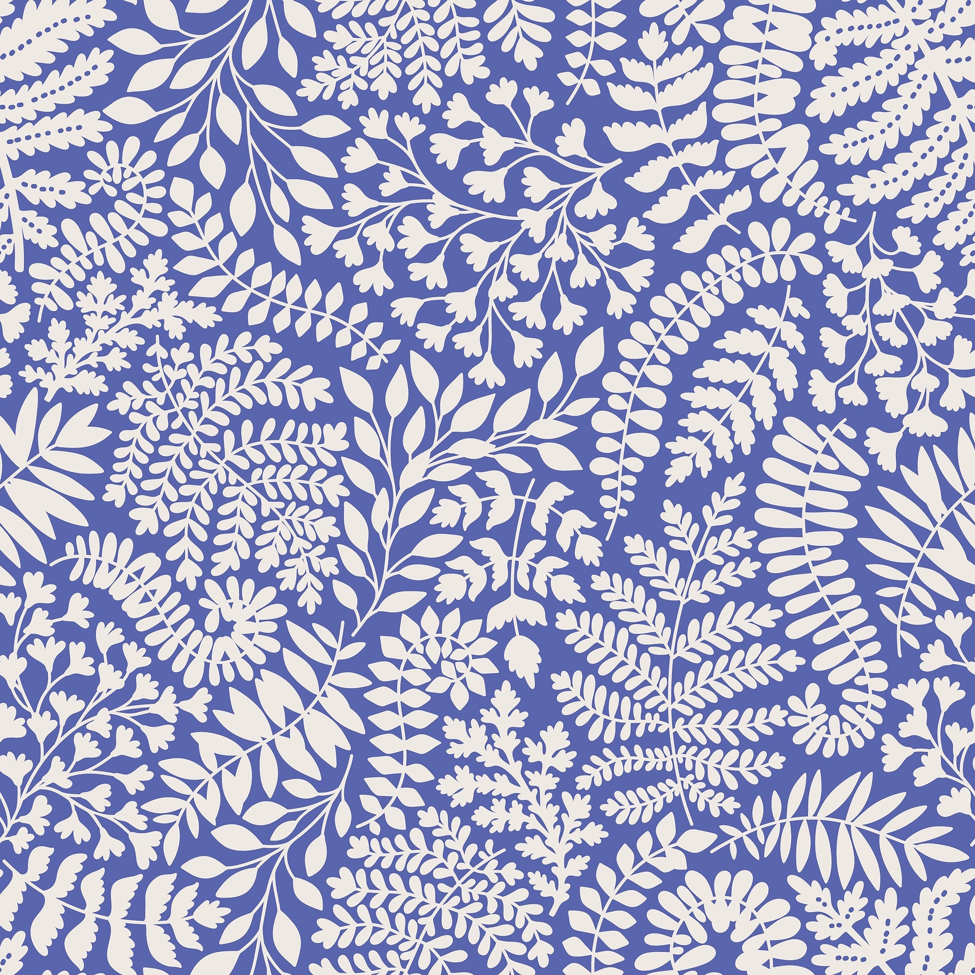 Blue and White Fern Wallpaper
