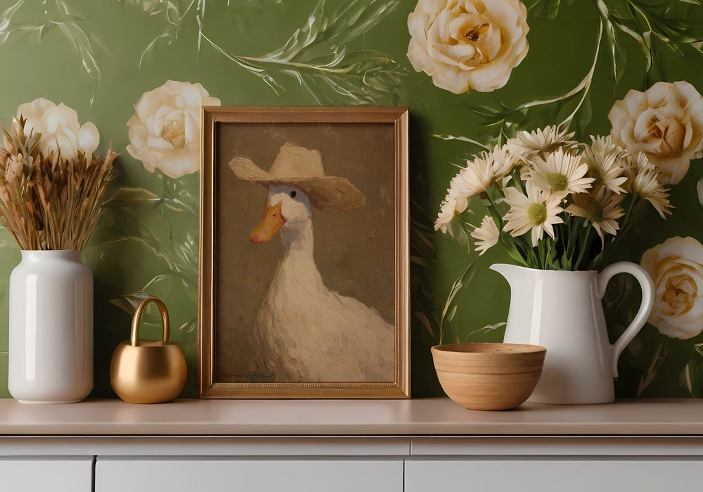 cowboy goose vintage wall art, poster, 12 inchesx 16 inches, home decor