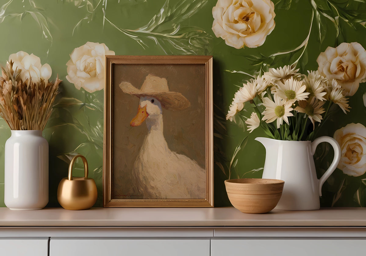 cowboy goose vintage wall art, poster, 12 inchesx 16 inches, home decor