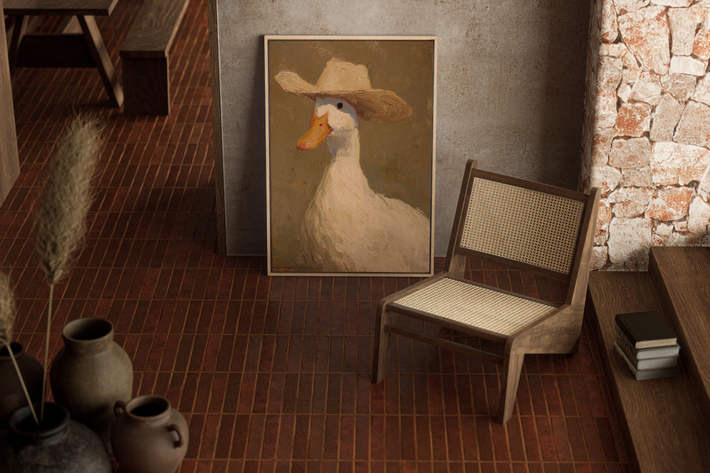 cowboy goose vintage wall art, canvas, 8 inches x 10 inches, home decor