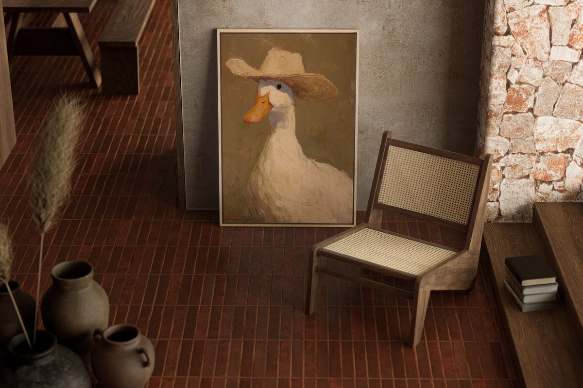 cowboy goose vintage wall art, canvas, 8 inches x 10 inches, home decor