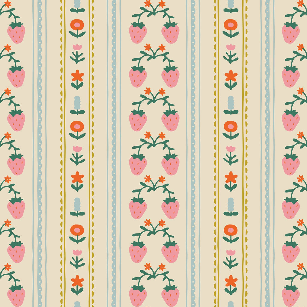 vintage berry wallpaper, premium peel & stick, sample 12 inchesx12 inches, pink; beige; striped, wallpaper decor