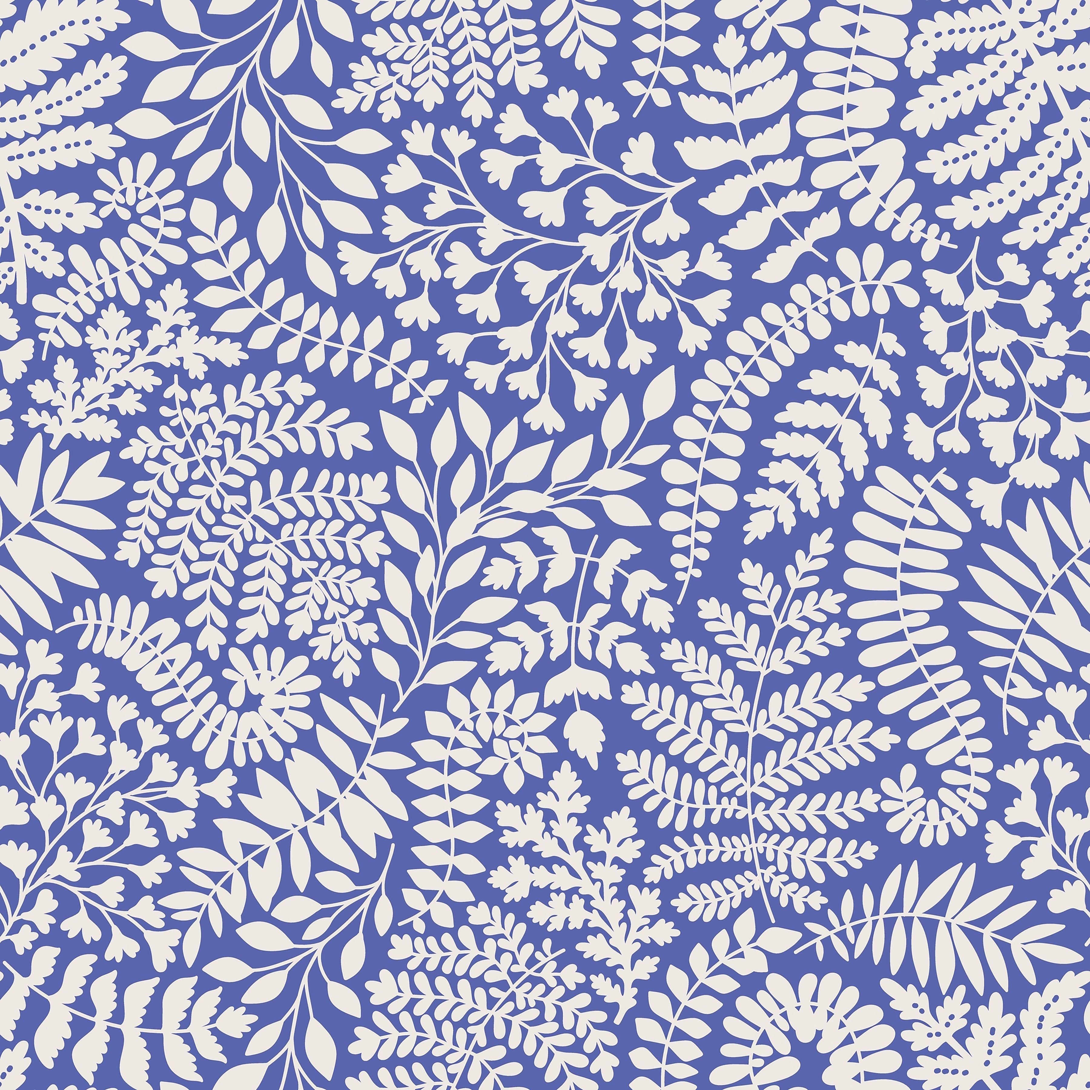 Blue and White Fern Wallpaper
