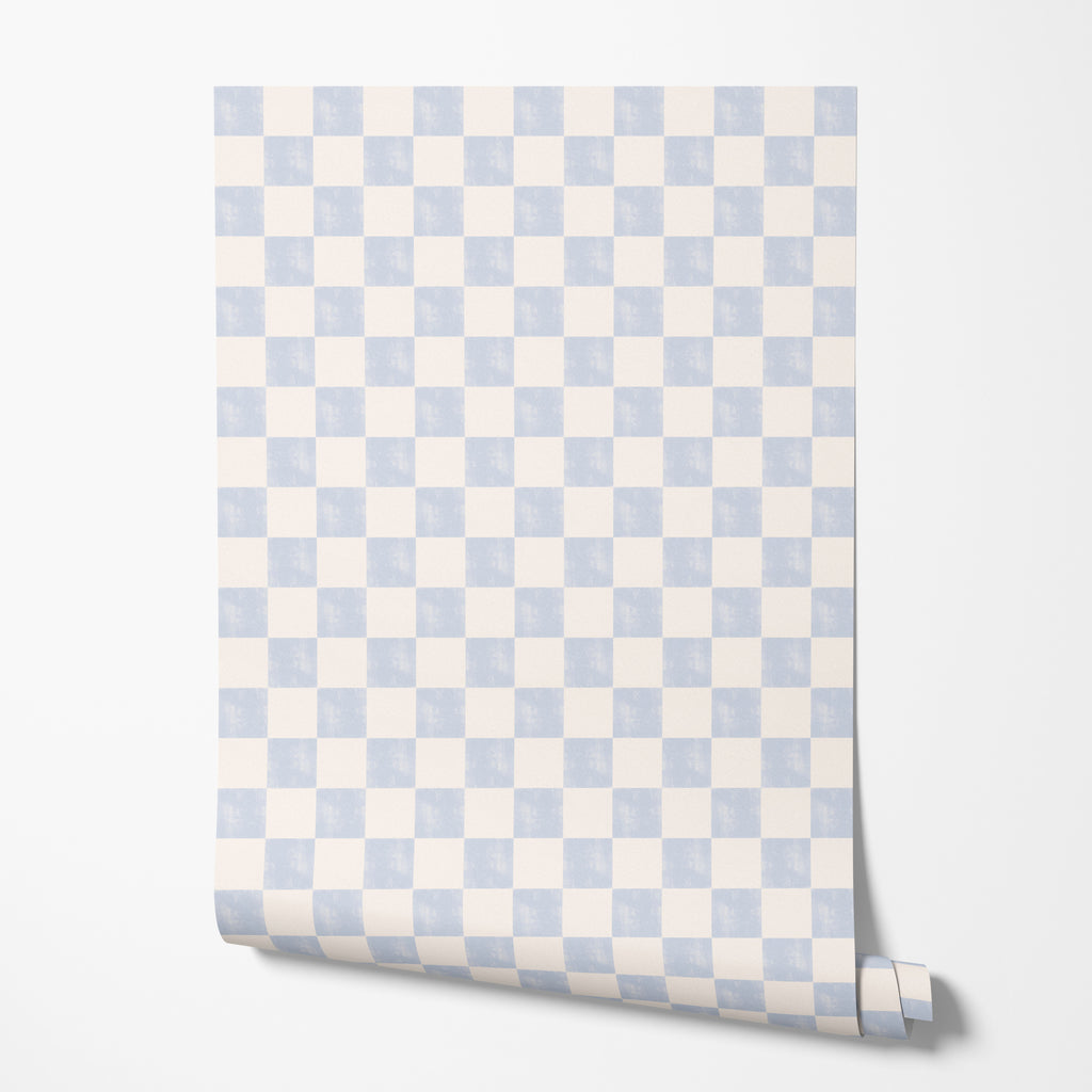 Blue Watercolor Check Wallpaper