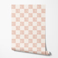 Blush Watercolor Check Wallpaper