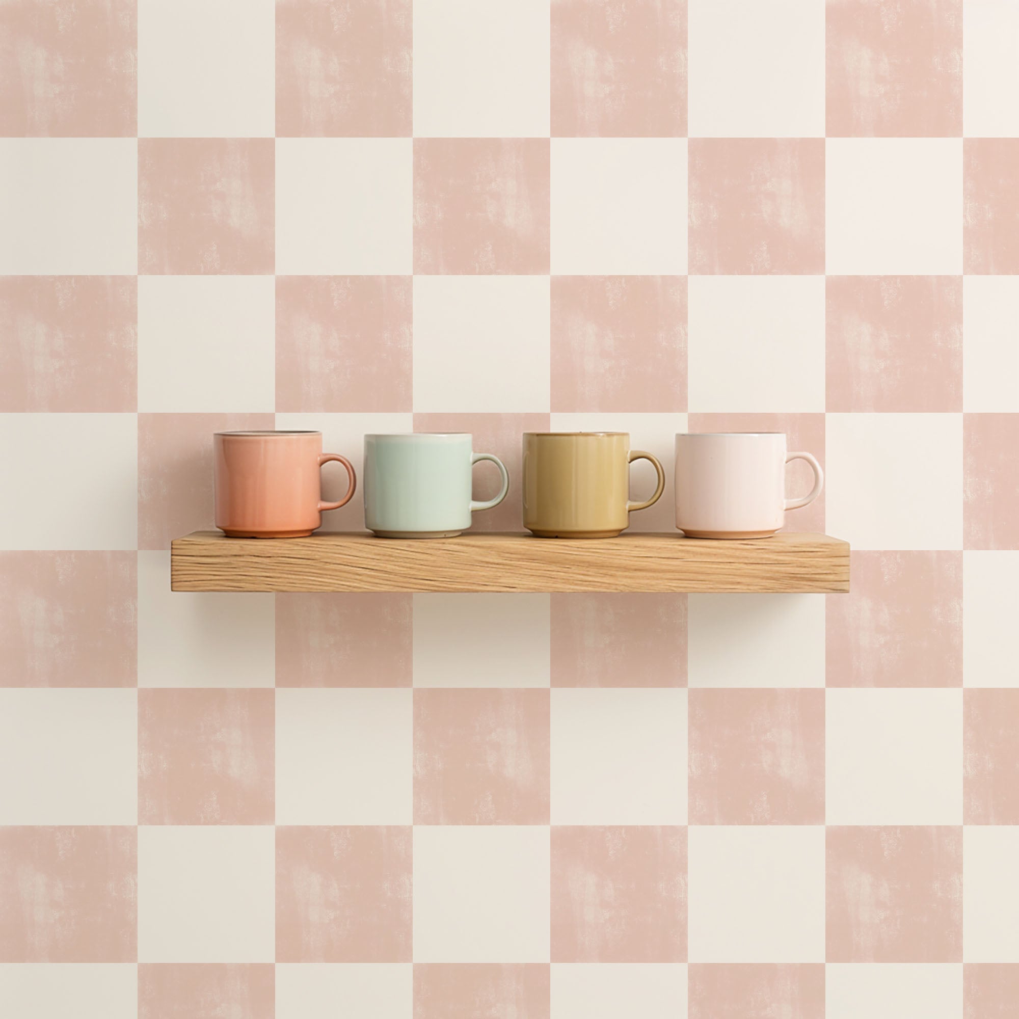 Blush Watercolor Check Wallpaper