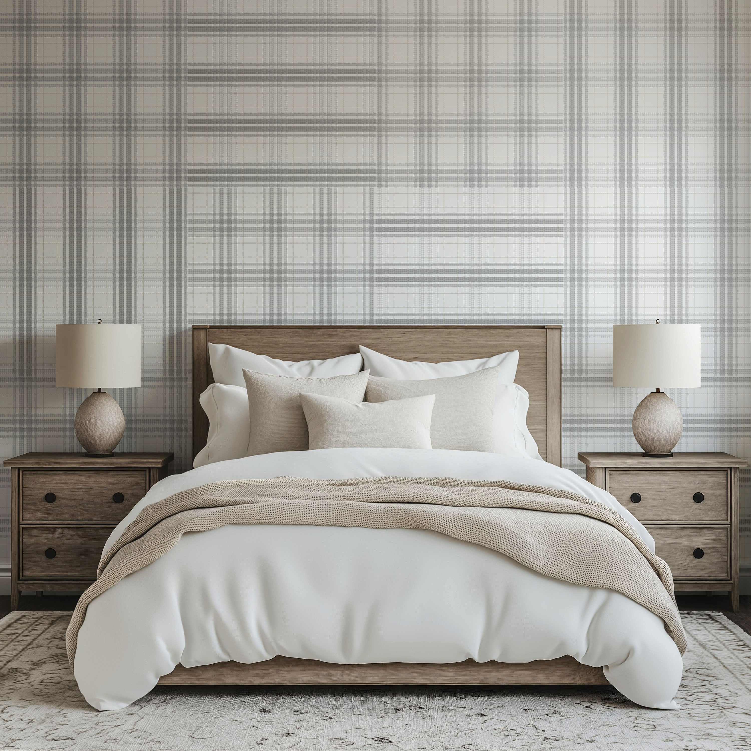 Ash Gray Plaid Wallpaper