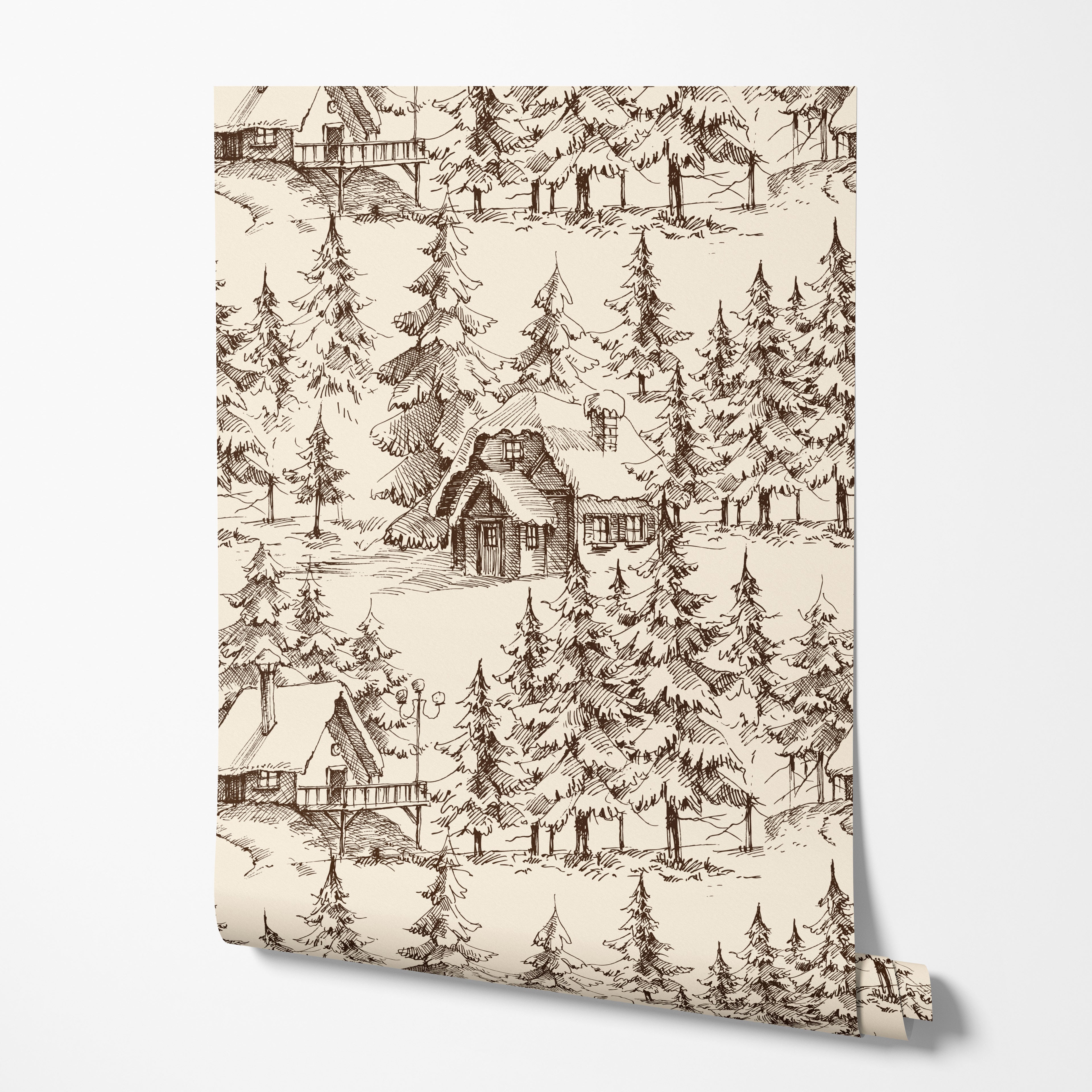 Cabin Sketch Wallpaper