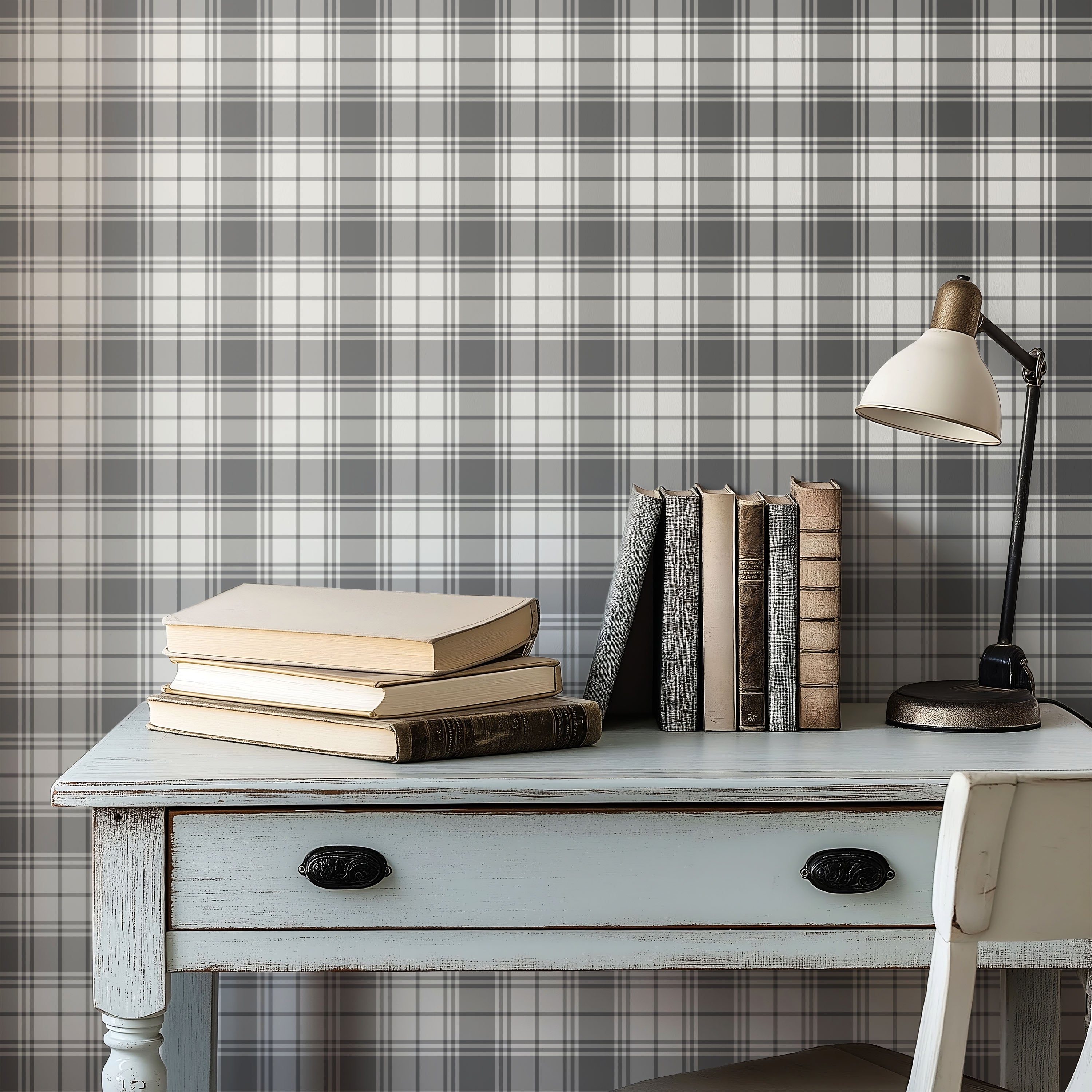 Grey & White Plaid Wallpaper