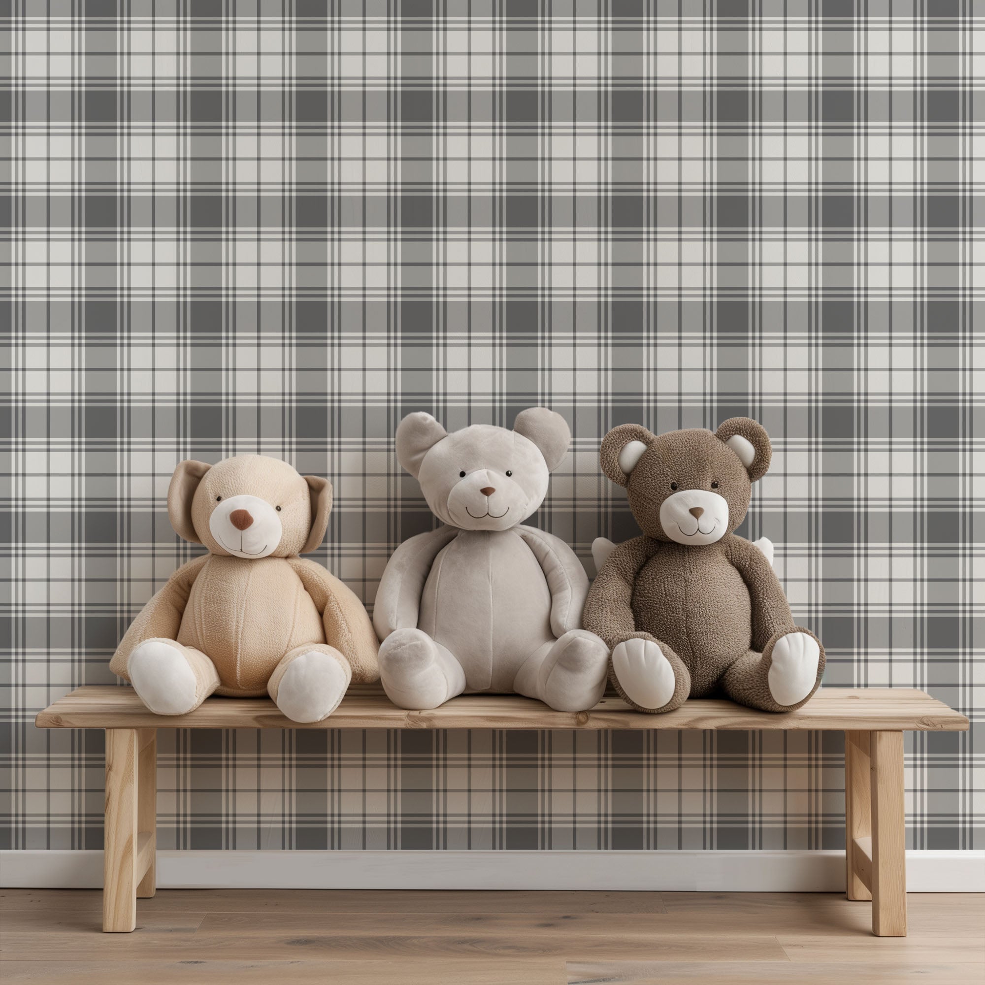 Grey & White Plaid Wallpaper