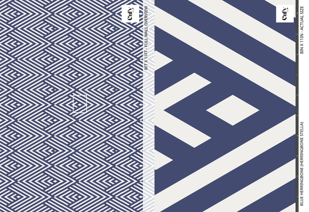 Blue Herringbone Stella Wallpaper