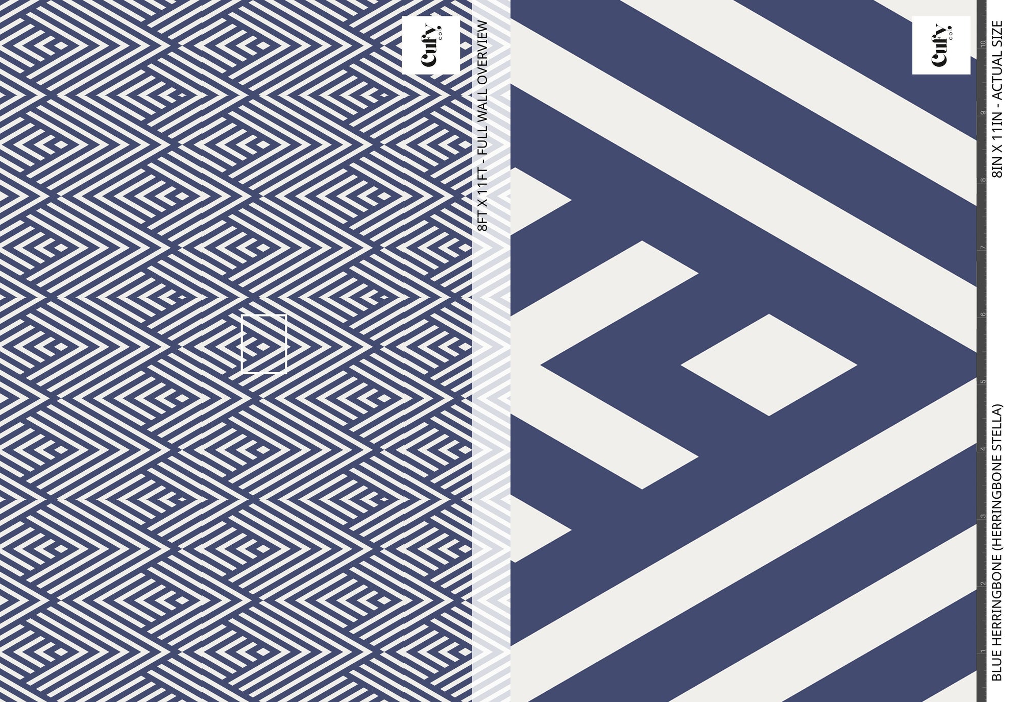 Blue Herringbone Stella Wallpaper