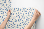 Blue Floral Leaf Wallpaper