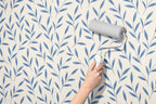 Blue Floral Leaf Wallpaper