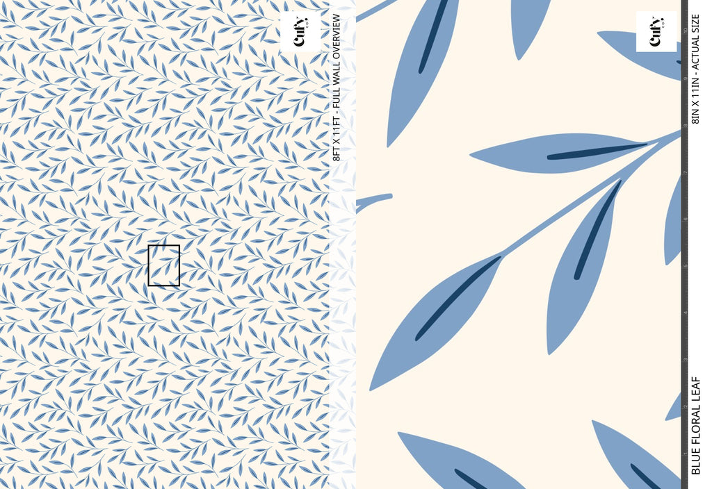 Blue Floral Leaf Wallpaper