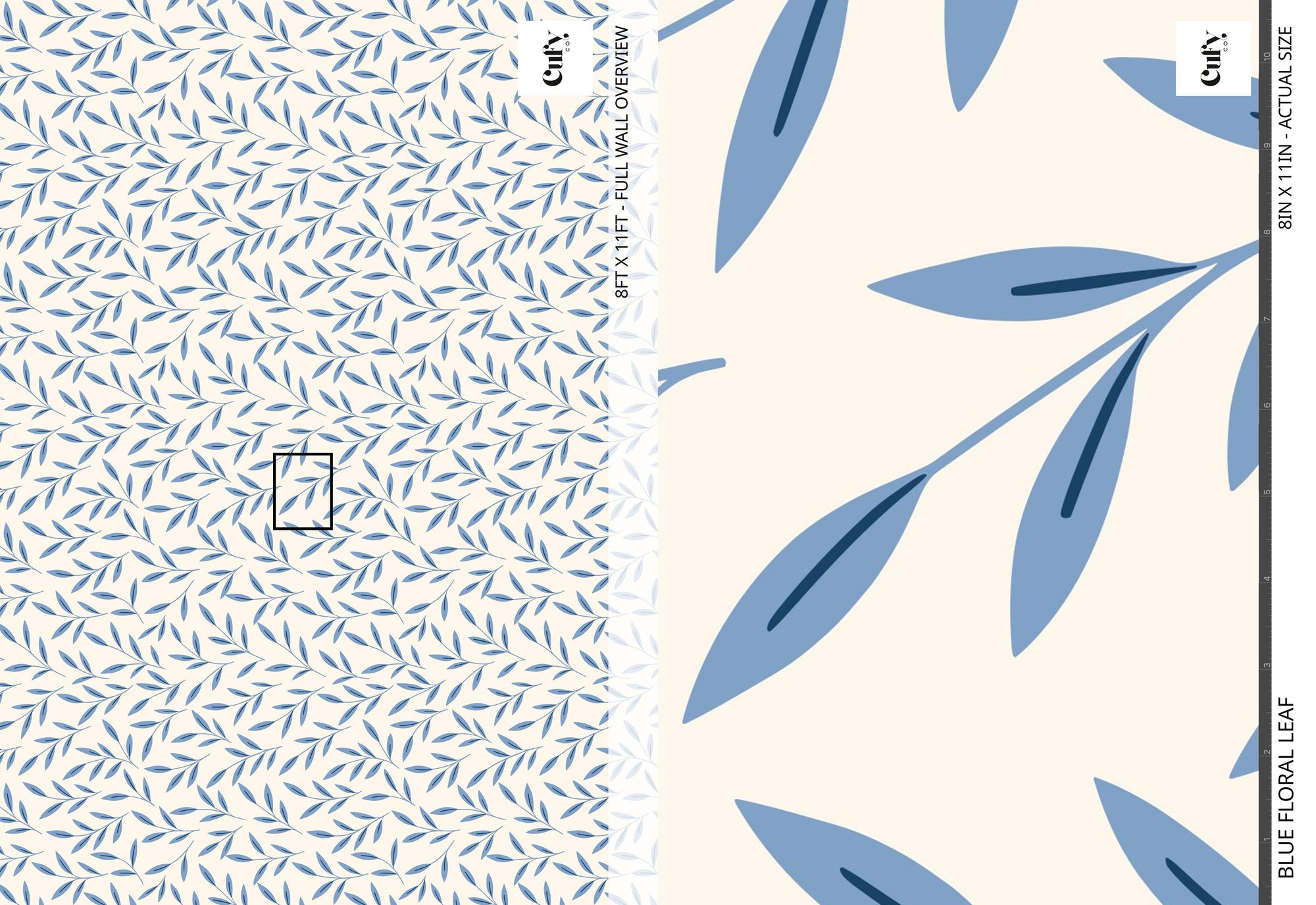 Blue Floral Leaf Wallpaper