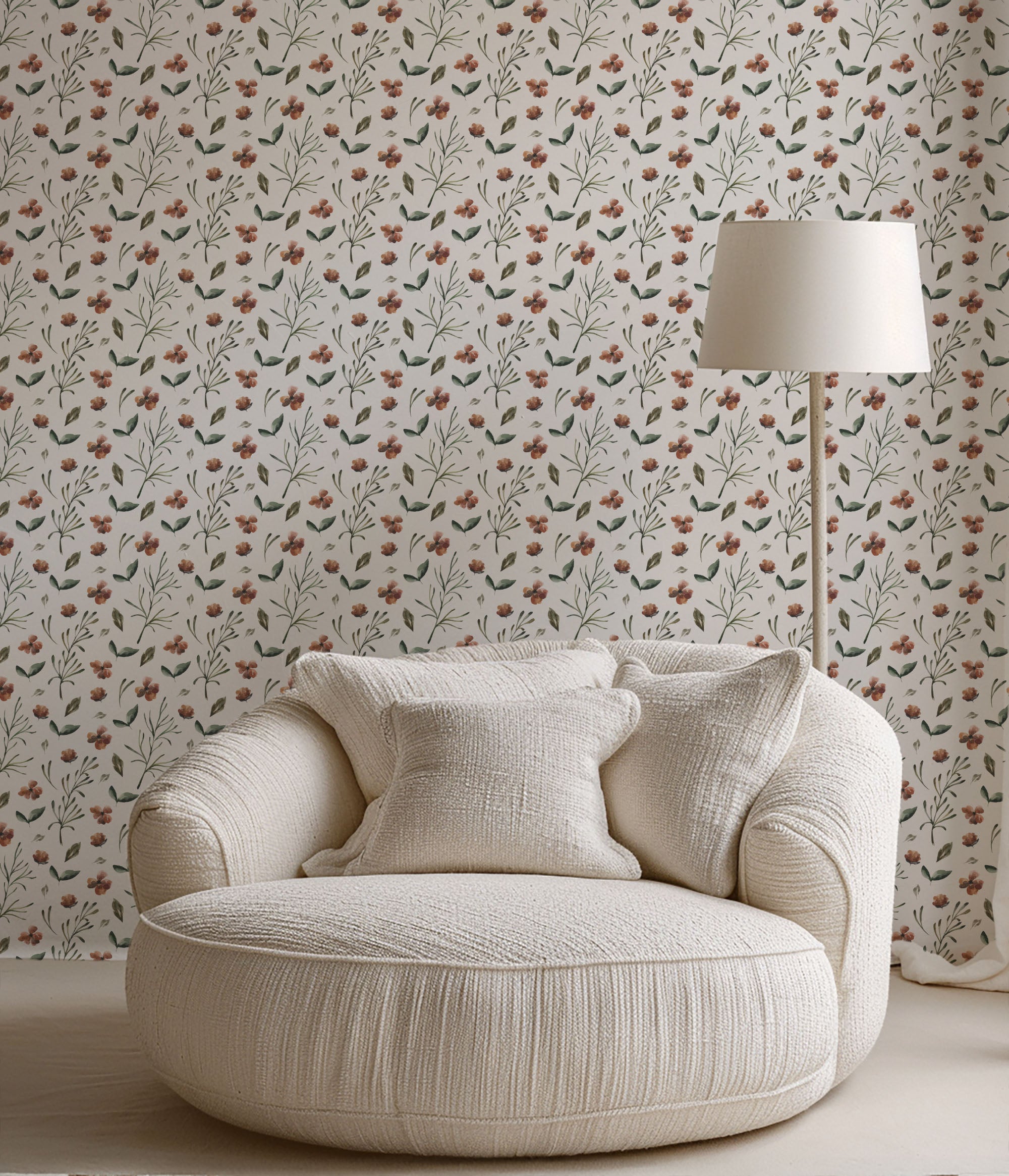 Watercolor Botanicals Floral Wallpaper
