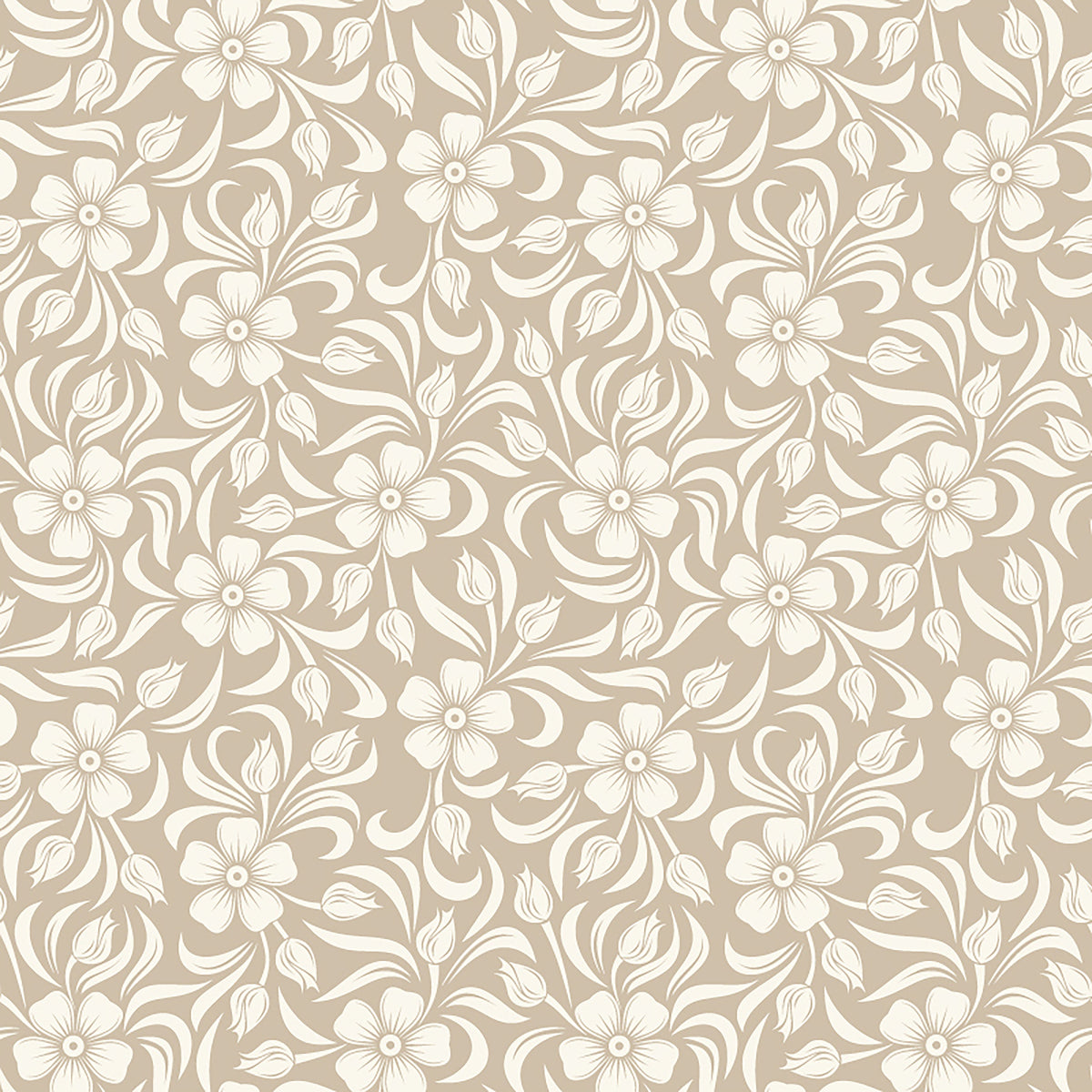 Beige Floral Damask Wallpaper