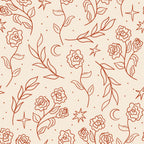Beige with Rust Red Floral Wallpaper