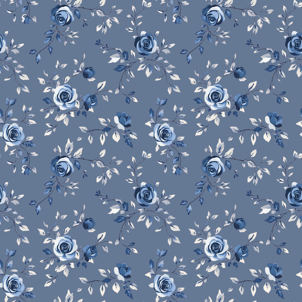 Blue Floral Toile Wallpaper