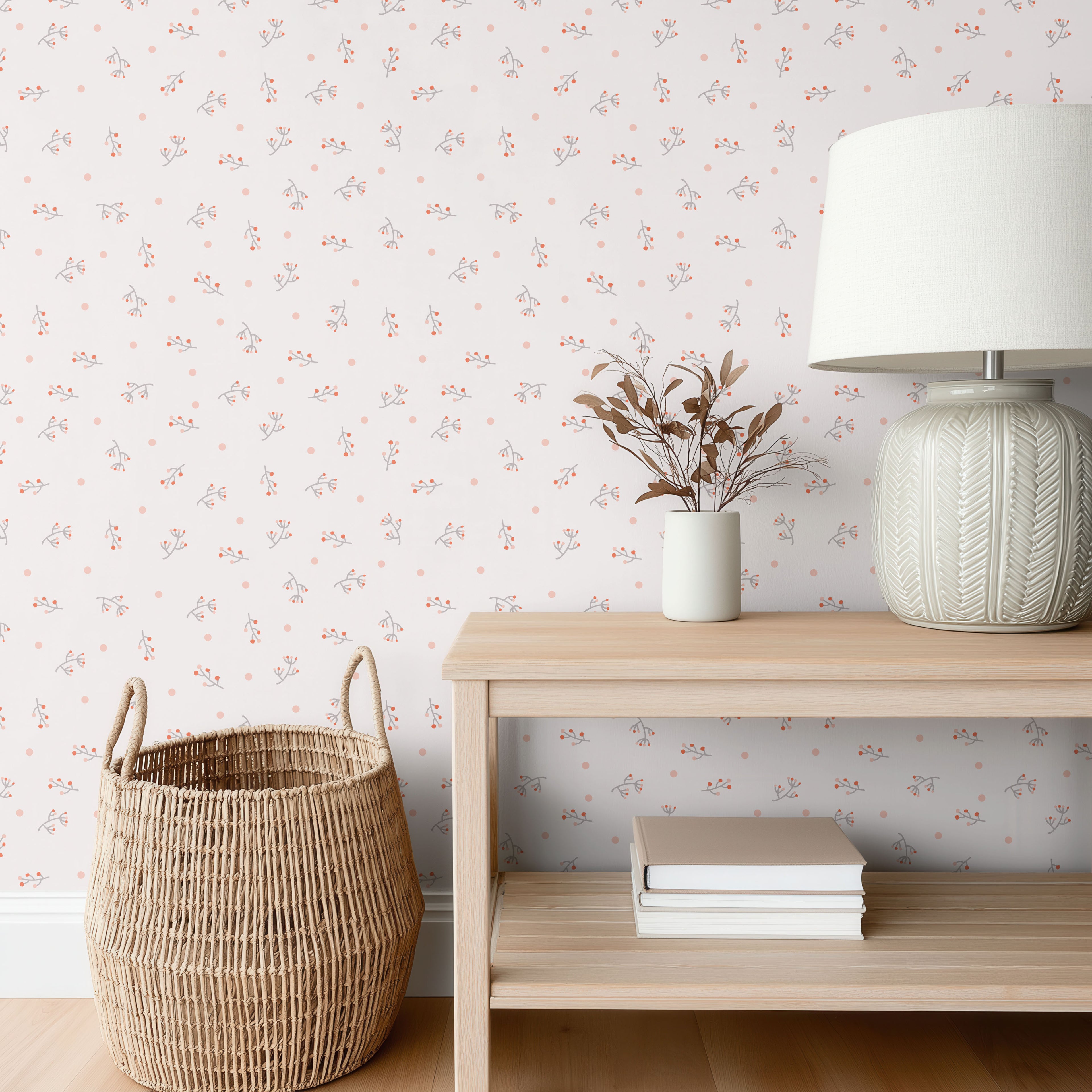 Blush Pink Floral Wallpaper