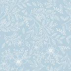 Blue Floral Line Art Wallpaper