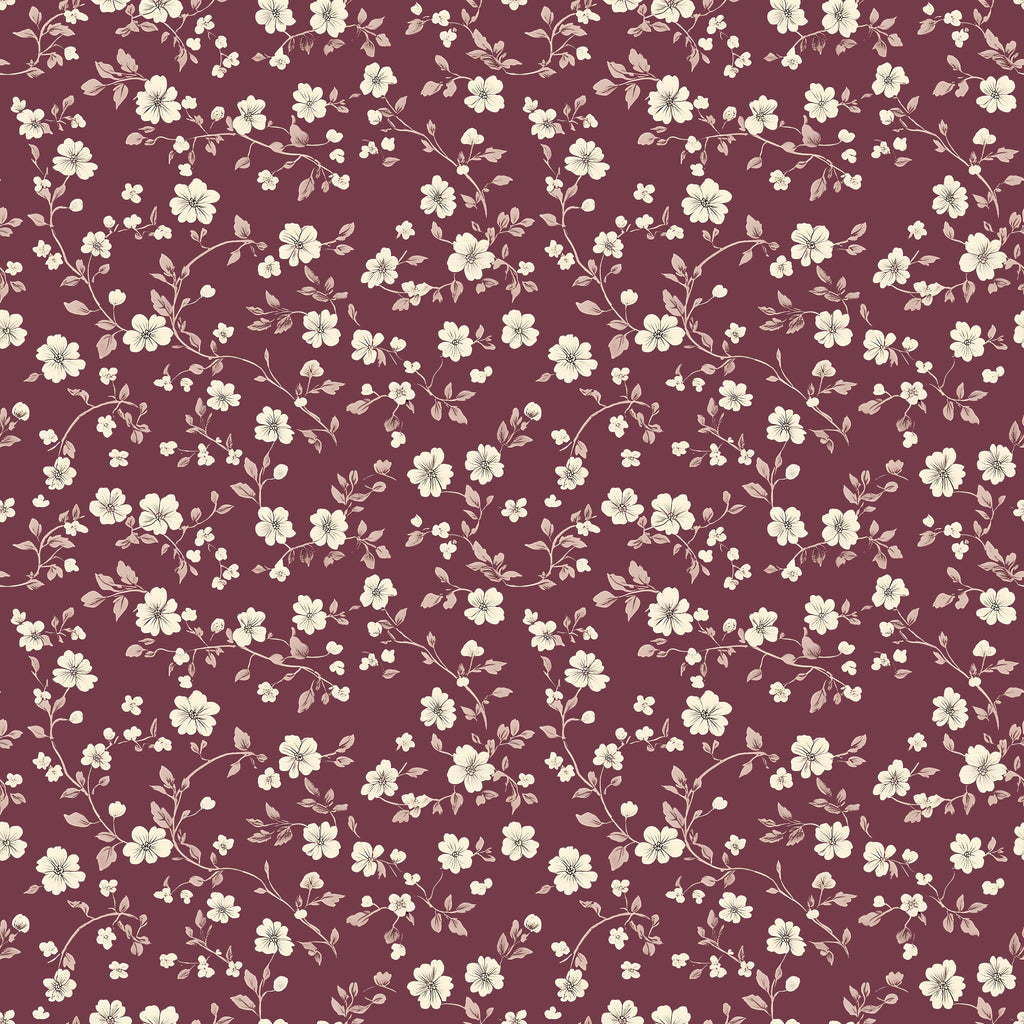 Burgundy Floral Wallpaper