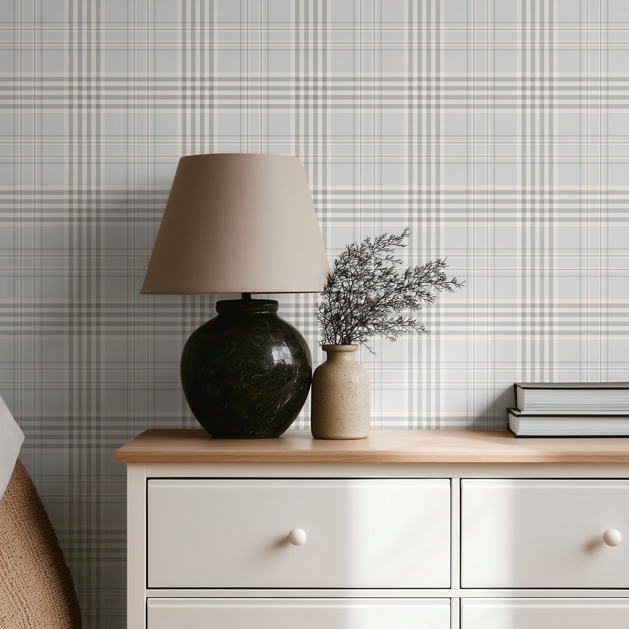 Neutral Tartan Stripe Wallpaper