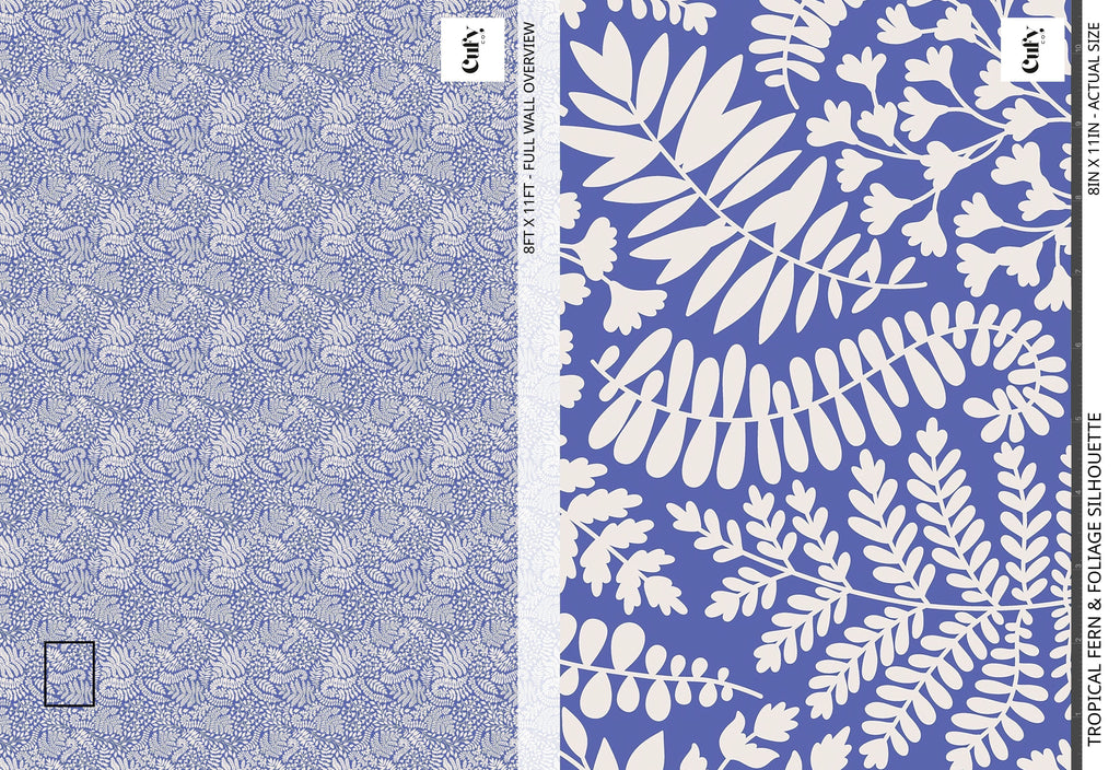 Blue and White Fern Wallpaper